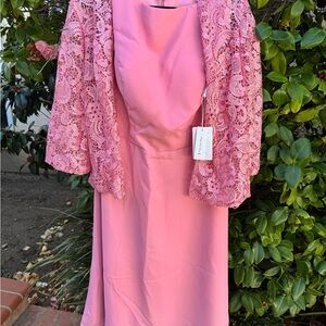 Elegant Pink Lace Overlay Dress